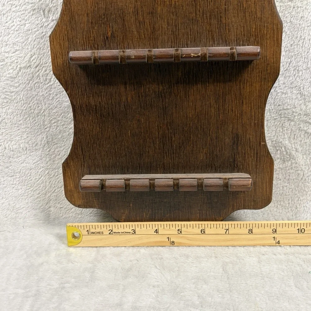 Vintage Wooden Wall Mount Spoon Display Rack 4 Tier Holds 24 Spoons Carved